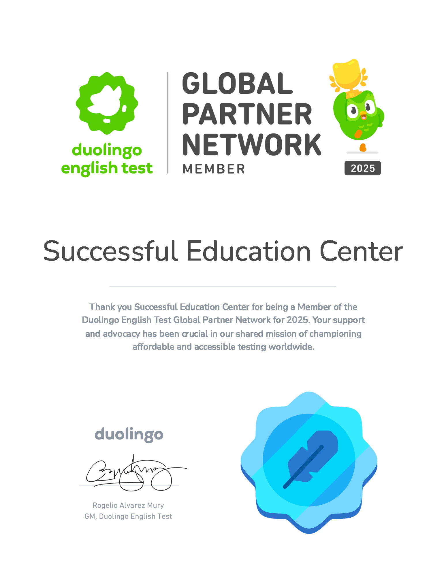 SEC協益受到Duolingo官方認證