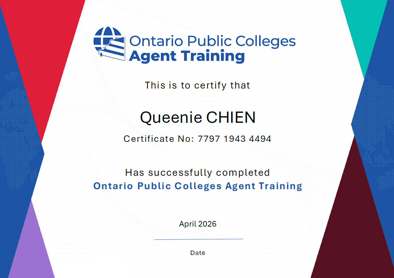 Ontario Public Colleges Agent Training 證書