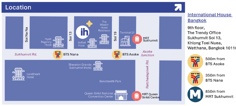 IH 泰國曼谷校區鄰近 BTS / MRT,通勤與生活便利
